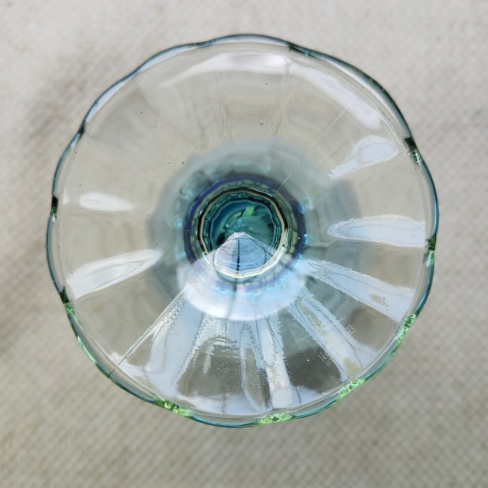 Set of 2 Bormioli Rocco Bahia Blue Green Footed Iced Tea Water Goblets 7 3/8" - Picture 6 of 6